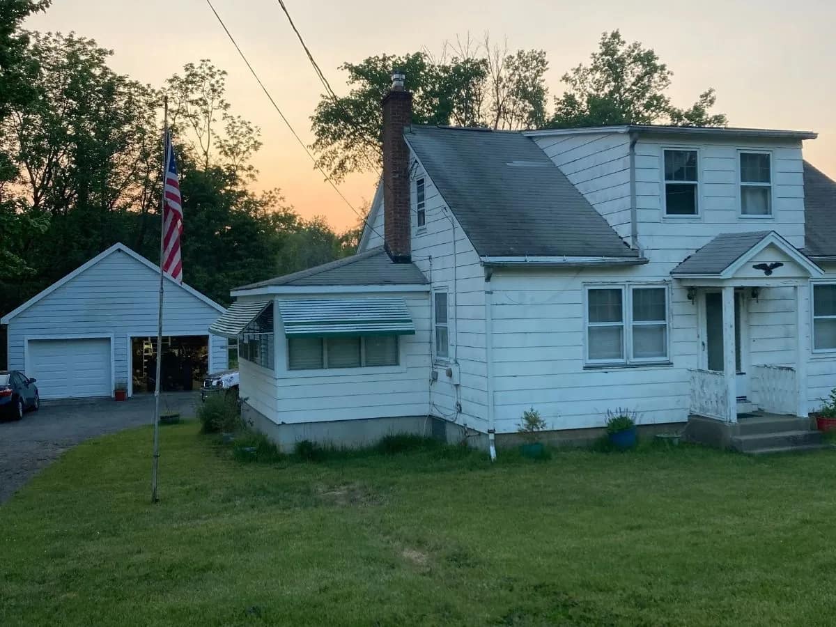 House exterior before painting old siding